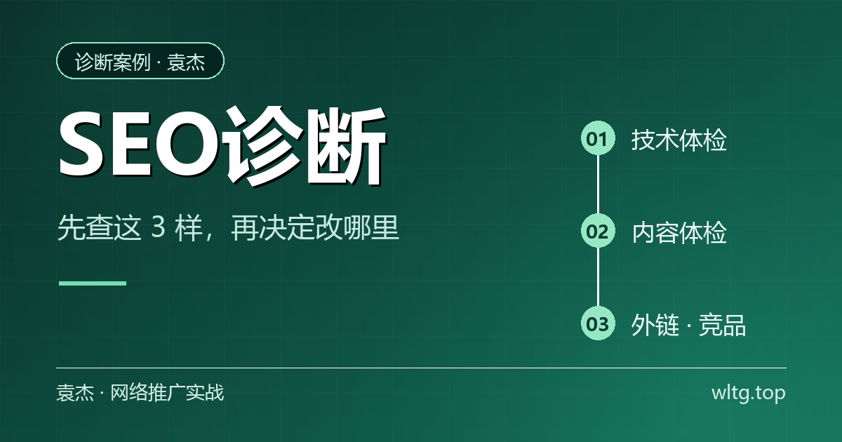 SEO诊断三步体检:技术、内容、外链与竞品